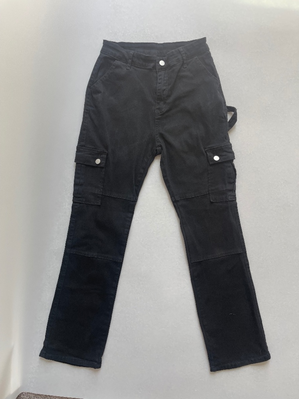 Black Cargo Jeans Womens Size M Stretch Utility Pocket Pants